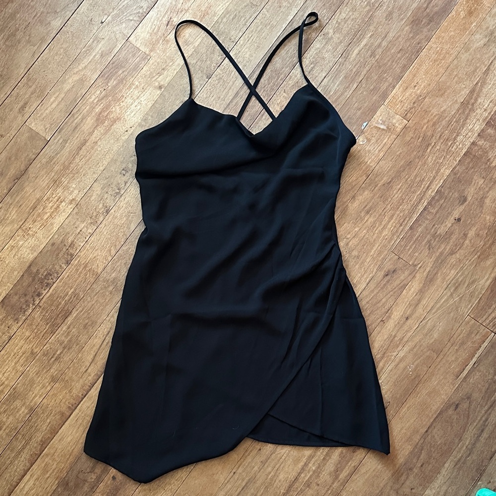 Fashion Nova Black Satin Feels Mini Dress - M